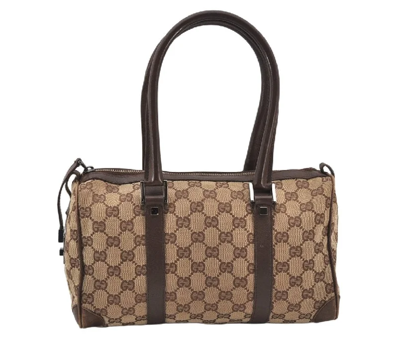 Gucci Marmont bags for women with gold - toned hardwareAuthentic GUCCI Hand Boston Bag Purse GG Canvas Leather 30458 Brown 7408K