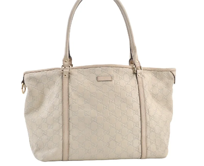 Women Gucci bags with a detachable mirror insideAuthentic GUCCI Guccissima Shoulder Tote Bag GG Leather 197953 White 0757K