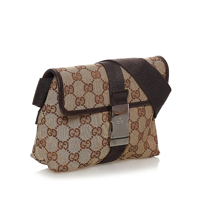 Women Gucci Sylvie bags with a monogram - embossed leatherGucci GG Canvas Belt Bag (31739)