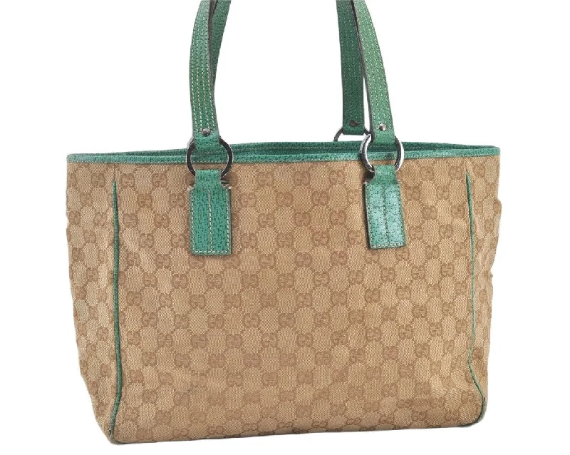 Ladies Gucci Dionysus bags with a chain - link shoulder strapAuthentic GUCCI Shoulder Tote Bag GG Canvas Leather 113017 Beige Blue 0763K