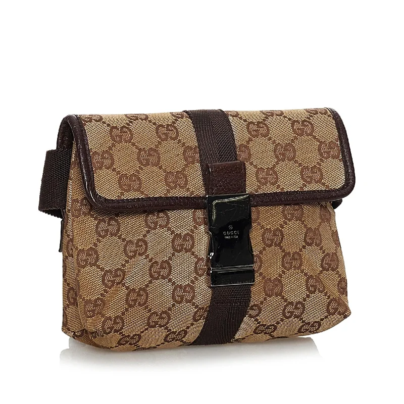 Ladies Gucci Dionysus bags with a chain - link shoulder strapGucci GG Canvas Belt Bag (29731)