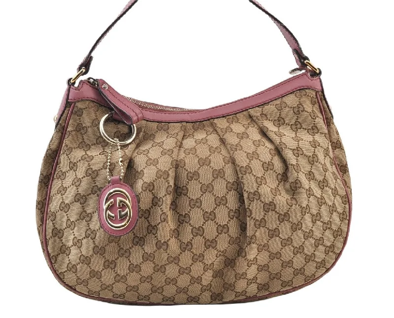 Women Gucci Sylvie bags with a leather - wrapped handleAuthentic GUCCI Sukey Shoulder Tote Bag GG Canvas Leather 232955 Brown 0746K