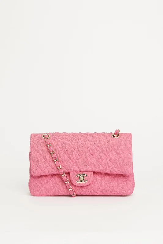 Chanel Colorful Handbag for Spring Outfits2015/16 Classic Flap Pink Jersey Preowned Rectangular