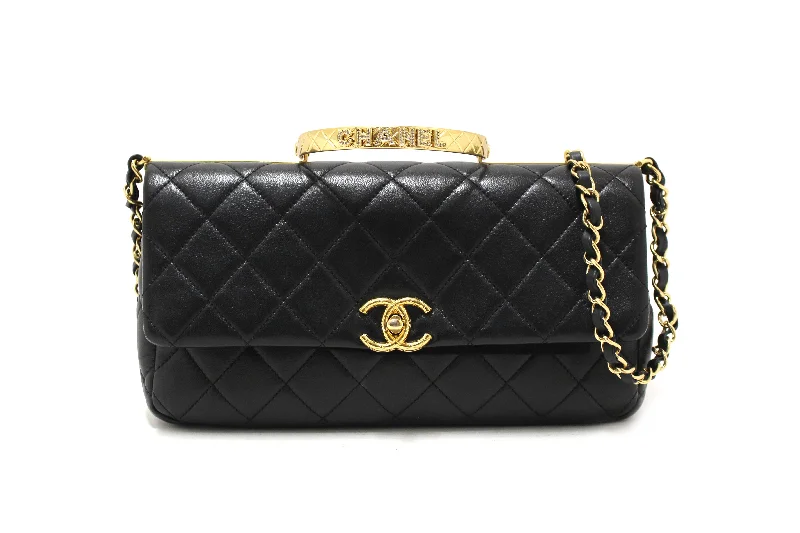 Chanel New Arrival Handbag with Gold HardwareAuthentic Chanel Black Calfskin Leather Large Flap Bag with Handle