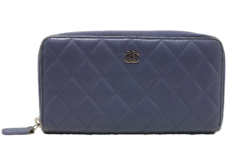 Chanel New Arrival Handbag with Gold HardwareAuthentic Chanel Blue Quilted Lambskin Leather Zippy Wallet