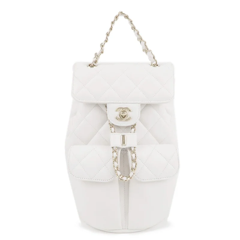 Chanel Classic Flap Bag for Evening PartyCHANEL Matelasse Caviar Skin Chain Back Pack White AS3290