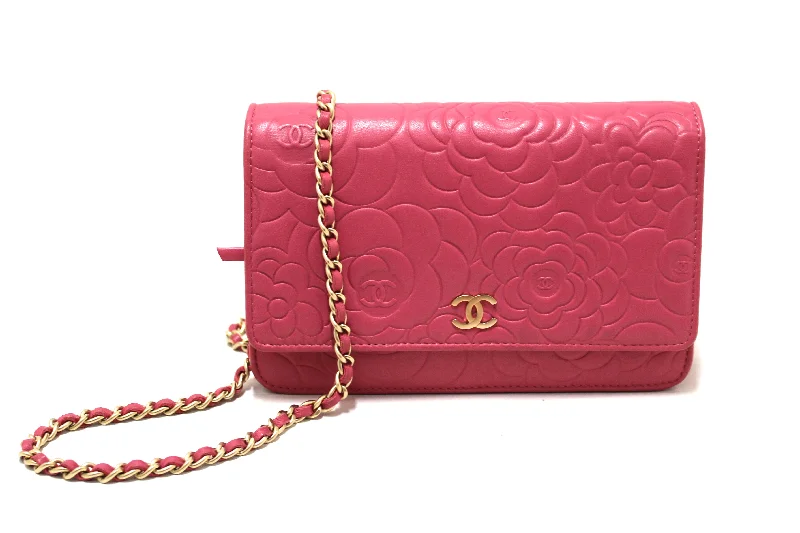 Chanel Limited Edition Handbag for CollectorsAuthentic Chanel Pink Camellia Lambskin Leather Wallet On Chain/Clutch Bag