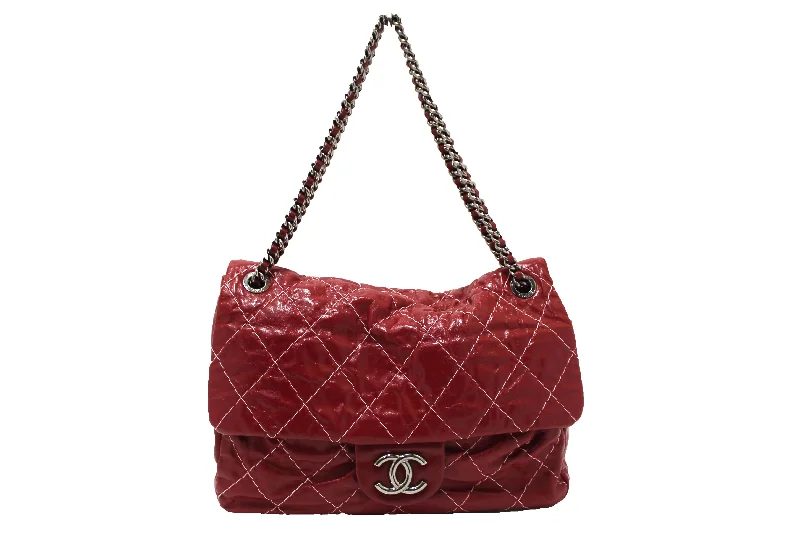 Chanel Medium Tote Bag for Office LadiesAuthentic Chanel Stitch Dark Red Glazed Aged Calfskin Leather Maxi Single Flap Bag