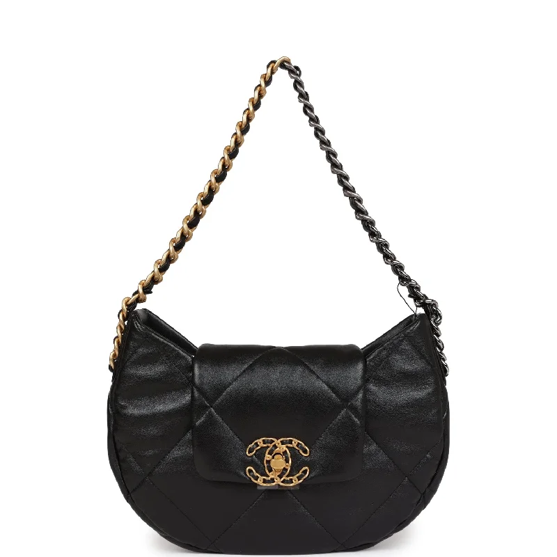 Chanel All - Match Handbag for Versatile StylingChanel 19 Hobo Bag Black Lambskin Mixed Metal Hardware