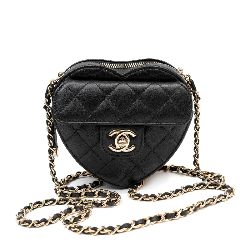 Chanel Medium Tote Bag for Office LadiesChanel 2022 Black Lambskin Heart Mini Bag w/ Gold Hardware