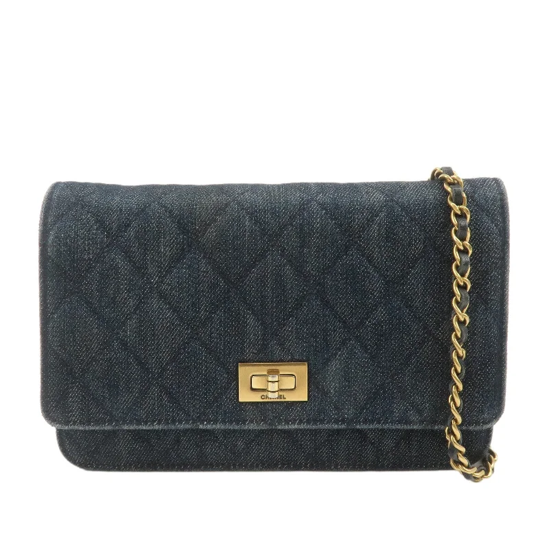 Chanel New Arrival Handbag with Gold HardwareCHANEL 2.55 Denim Leather Chain Shoulder Wallet Blue A70328