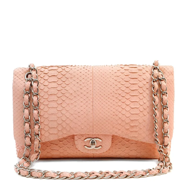 Chanel Limited Edition Handbag for CollectorsChanel Bubblegum Pink Python Jumbo Classic w/ Silver Hardware