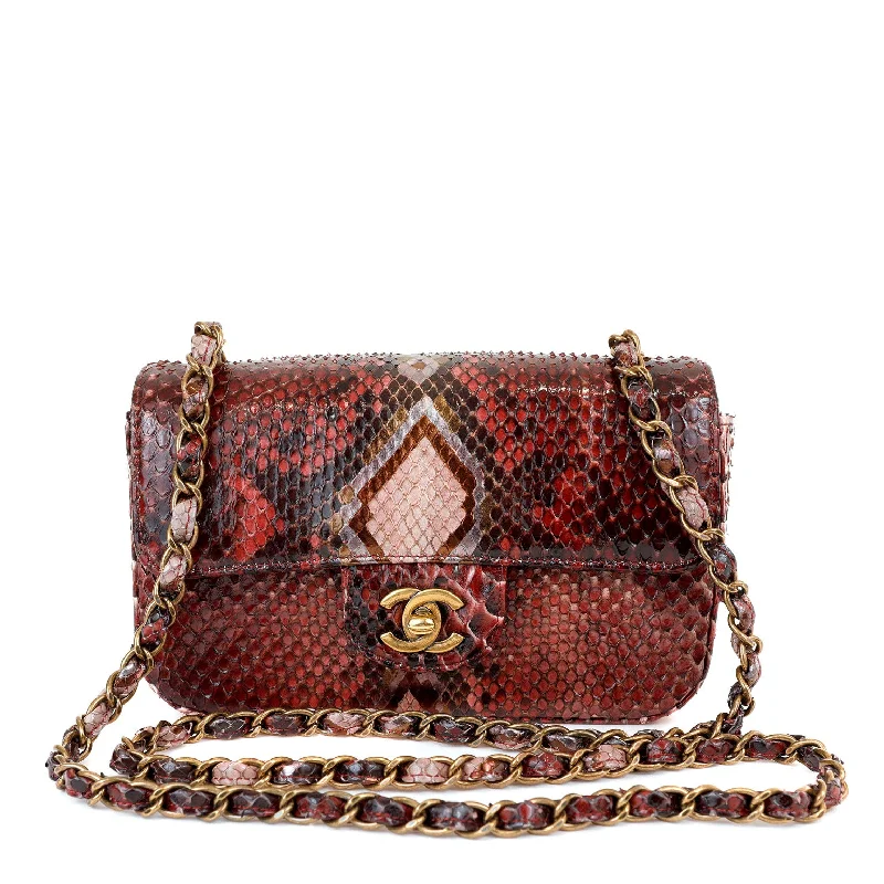 Chanel Small Crossbody Bag for TravelChanel Burgundy Python Small Classic Flap