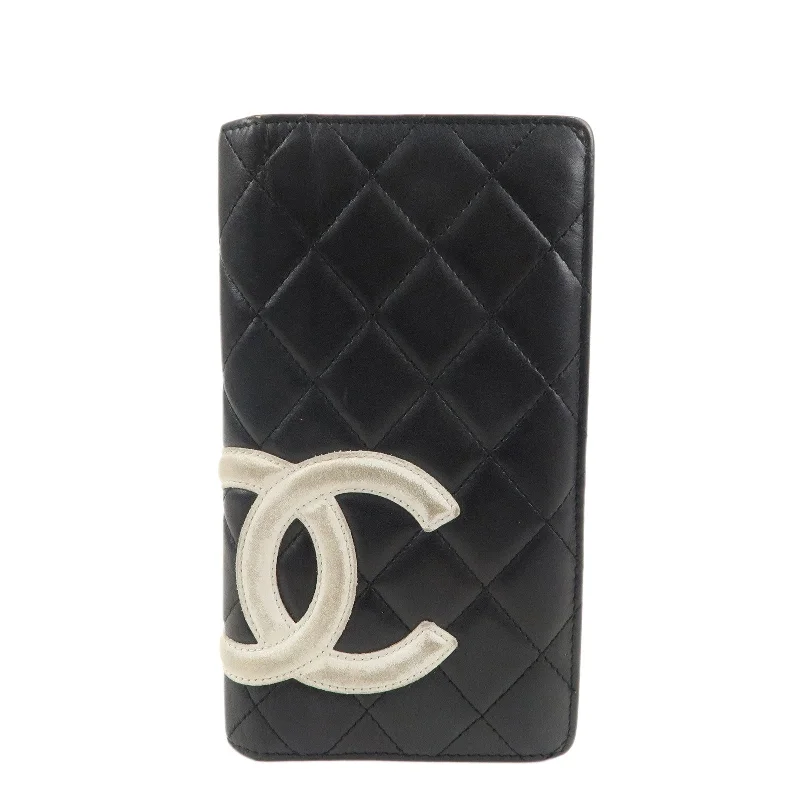 Chanel Classic Flap Bag for Evening PartyCHANEL Cambon Line Lamb Skin Bi-fold Wallet Black White A26717