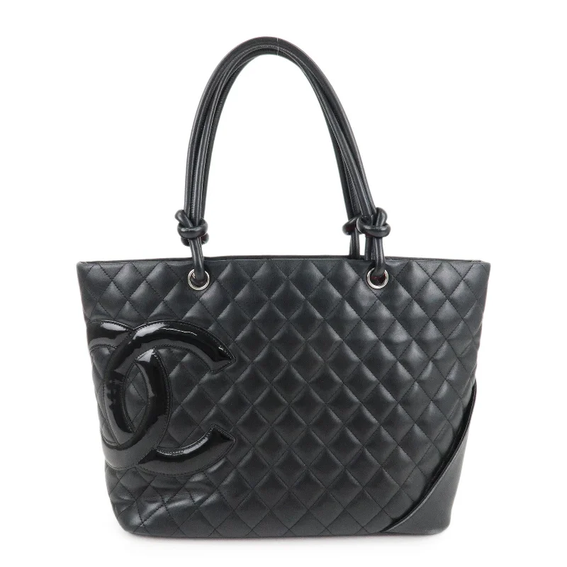 Chanel Limited Edition Handbag for CollectorsCHANEL Cambon Line Lamb Skin COCO Mark Large Tote Bag Black A25169