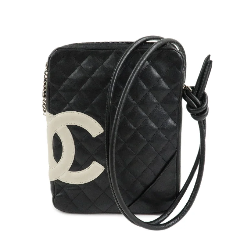 Chanel Limited Edition Handbag for CollectorsCHANEL Cambon Line Lamb Skin Shoulder Bag Pouch Black