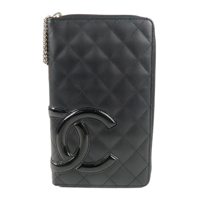 Chanel Vintage Inspired Handbag for Retro LoversCHANEL Cambon Line Leather Round Zippy Long Wallet Black A26710