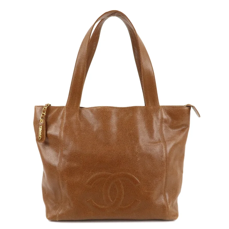 Chanel Lightweight Handbag for Daily ErrandsCHANEL Caviar Skin COCO Mark Tote Bag Shoulder Bag Brown