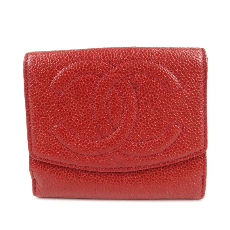 Chanel Colorful Handbag for Spring OutfitsCHANEL Caviar Skin Coco Mark W Hook Compact Wallet A01427