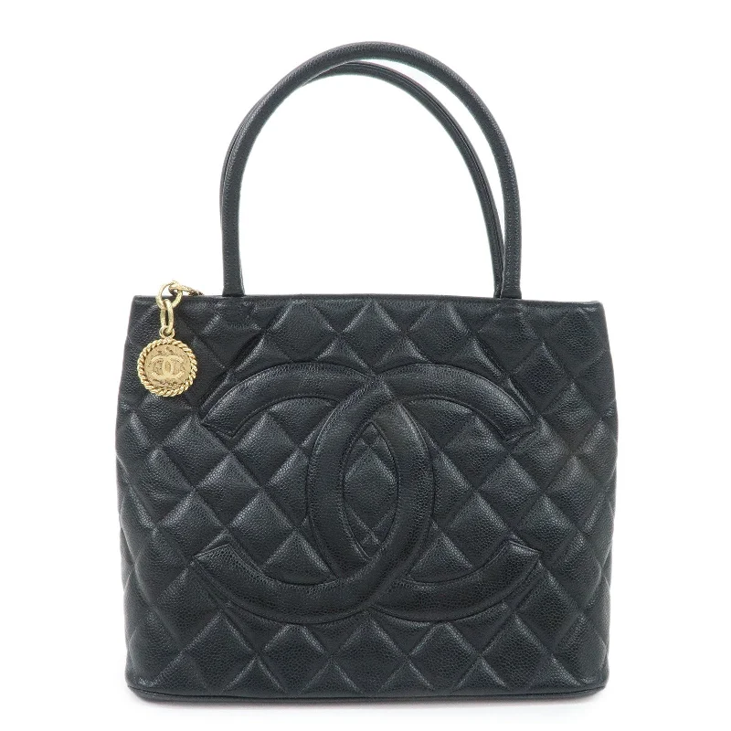 Chanel Medium Tote Bag for Office LadiesCHANEL Caviar Skin Matelasse Tote Bag Black A01804