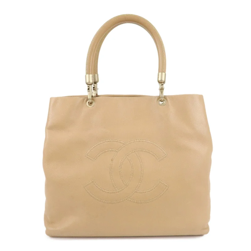 Chanel Classic Flap Bag for Evening PartyCHANEL Cavier Skin Coco Mark Tote Bag Hand Bag Beige Gold HDW