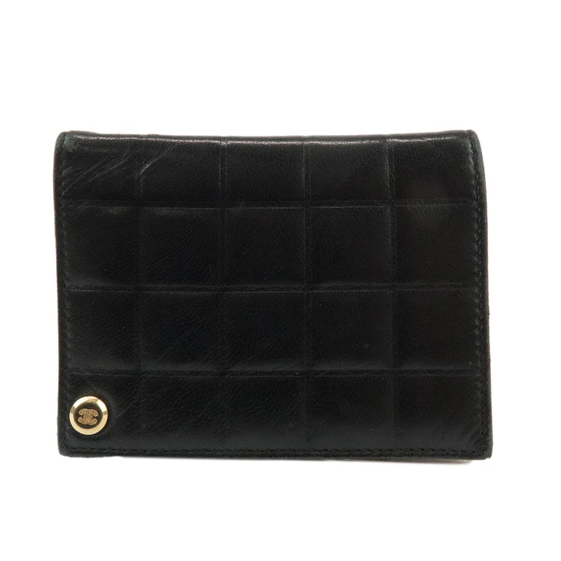 Chanel Luxury Handbag for High - End EventsCHANEL Chocolate Bar Lamb Skin Card Case Black