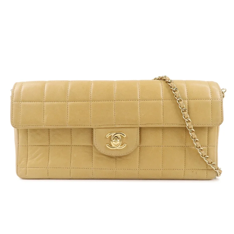 Chanel New Arrival Handbag with Gold HardwareCHANEL Chocolate Bar Lamb Skin Chain Shoulder Bag Beige Gold