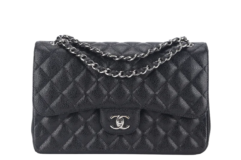 Chanel Vintage Inspired Handbag for Retro LoversCHANEL CLASSIC FLAP JUMBO (1524xxxx) BLACK CAVIAR SILVER HARDWARE WITH CARD AND DUST COVER