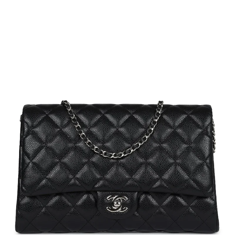 Chanel Black Handbag for Business MeetingsChanel Clutch with Chain Bag Black Caviar Silver Hardware