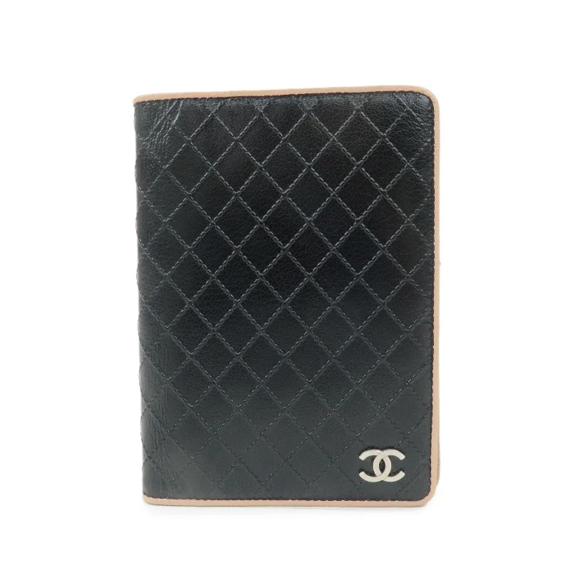 Chanel Handbag with Adjustable Strap for ComfortCHANEL COCO Mark Bicolore Leather Agenda Cover Black Pink