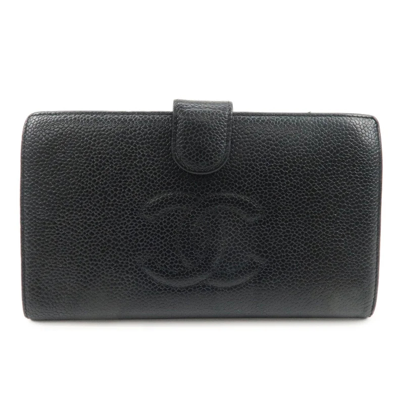 Chanel Luxury Handbag for High - End EventsCHANEL COCO Mark Caviar Skin Bi-fold Wallet Black