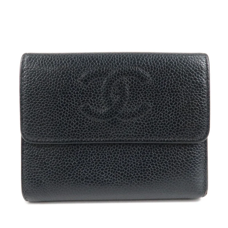 Chanel Black Handbag for Business MeetingsCHANEL COCO Mark Caviar Skin Bi-hold Wallet Black