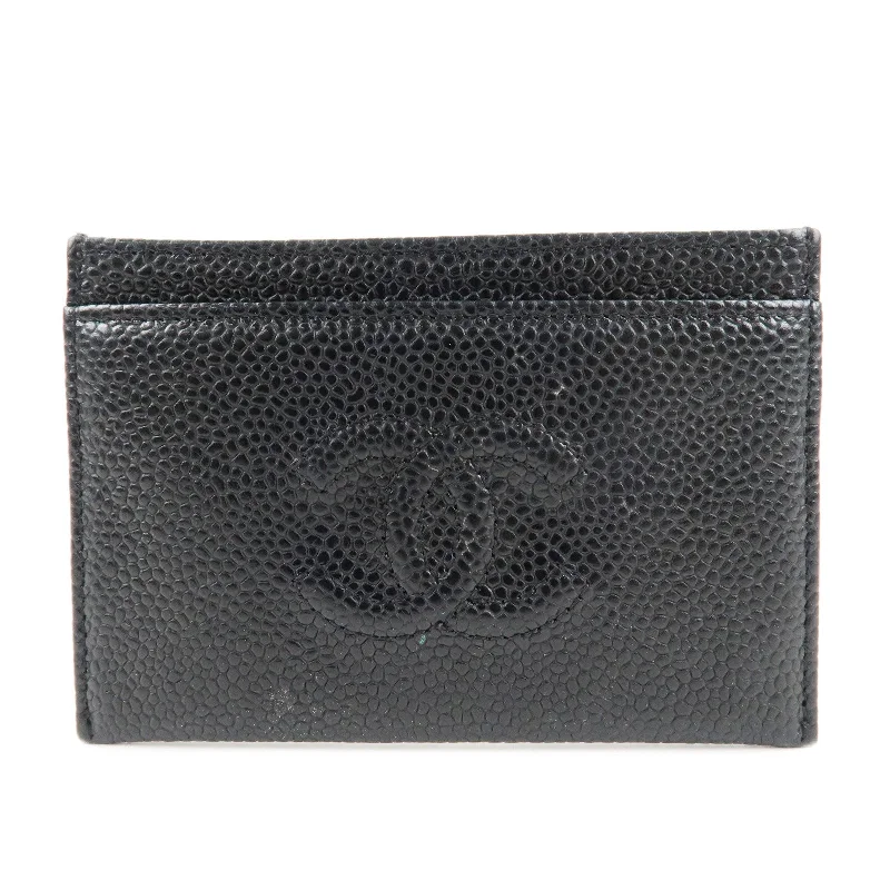 Chanel Handbag with Adjustable Strap for ComfortCHANEL COCO Mark Caviar Skin Card Case Black A48655