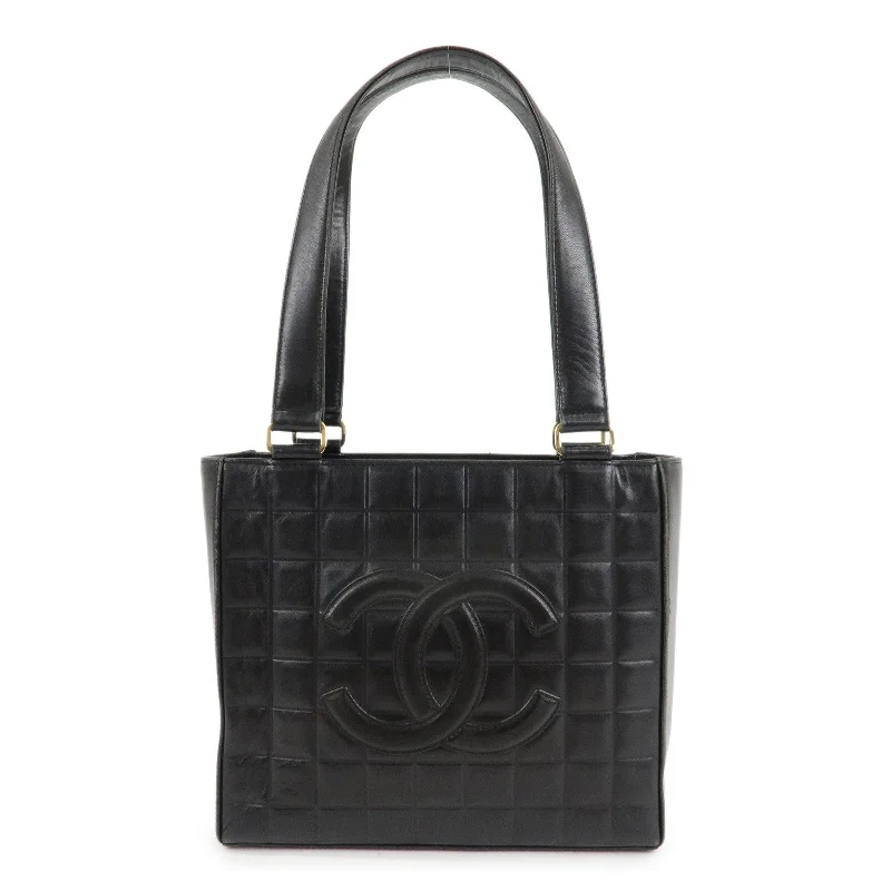 Chanel Black Handbag for Business MeetingsCHANEL COCO Mark Chocolate Bar Lamb Skin Shoulder Bag Black