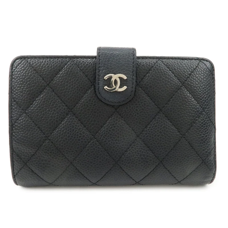 Chanel Vintage Inspired Handbag for Retro LoversCHANEL COCO Mark Matelasse Caviar Skin Bi-fold Wallet A48667