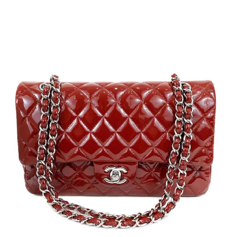 Chanel Limited Edition Handbag for CollectorsChanel Dark Red Patent Leather Medium Classic with Silver Hardware