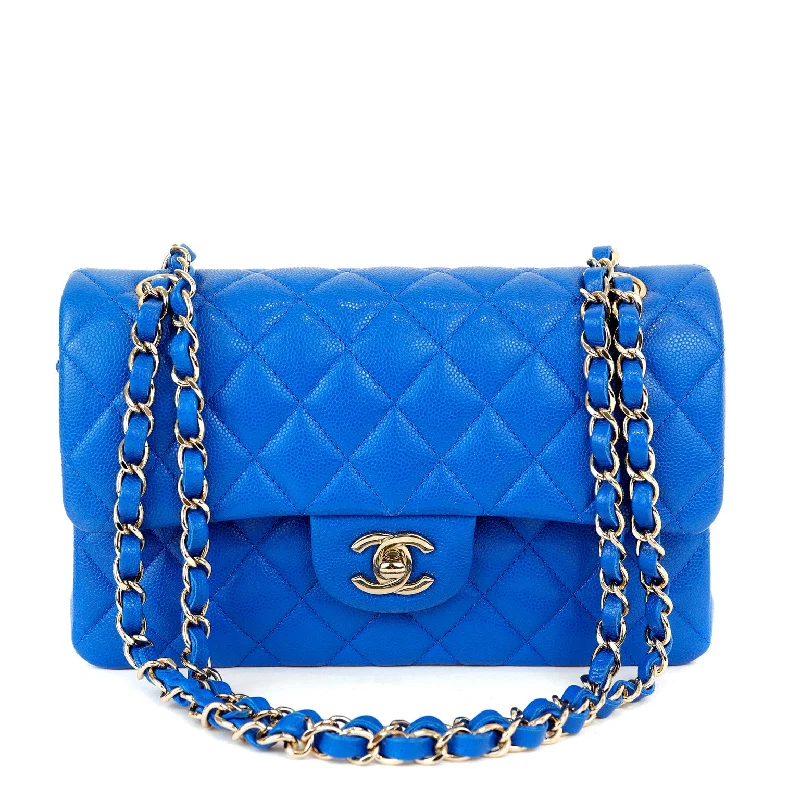 Chanel Luxury Handbag for High - End EventsChanel Electric Blue Caviar Small/ Medium Classic w/ Gold Hardware