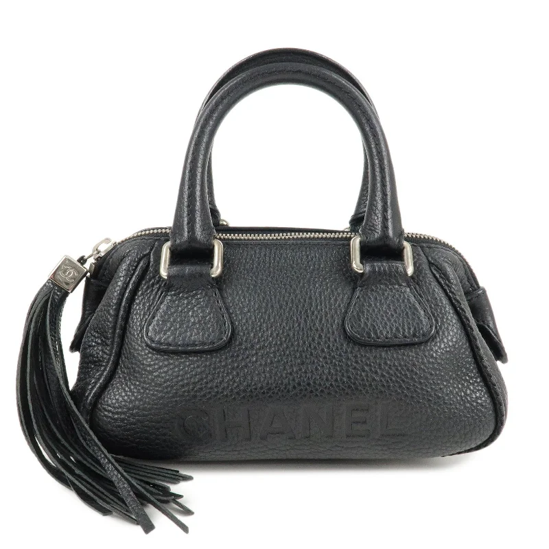 Chanel Classic Flap Bag for Evening PartyCHANEL Leather Mini Boston Bag Hand Bag Black A23050