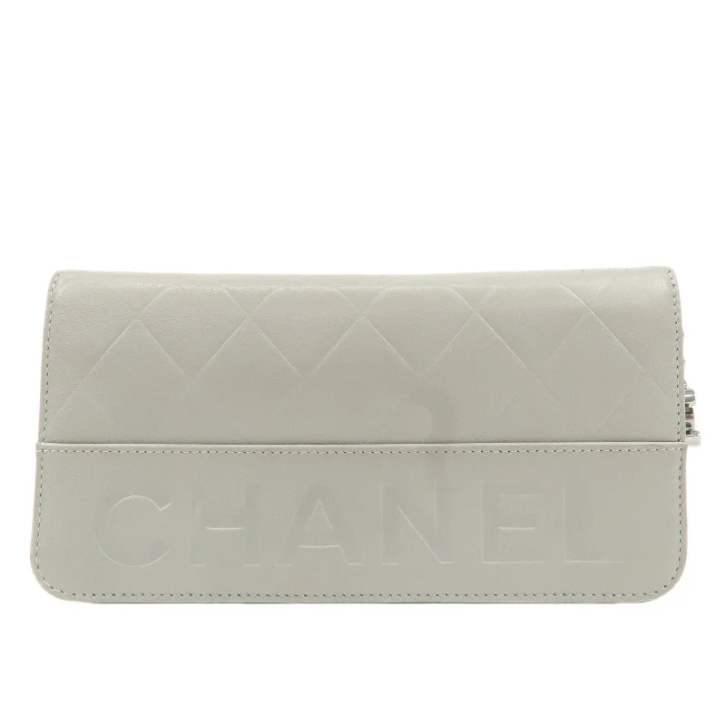 Chanel Handbag with Adjustable Strap for ComfortCHANEL Leather Round Zipper Long Wallet Gray Silver HDW A30071