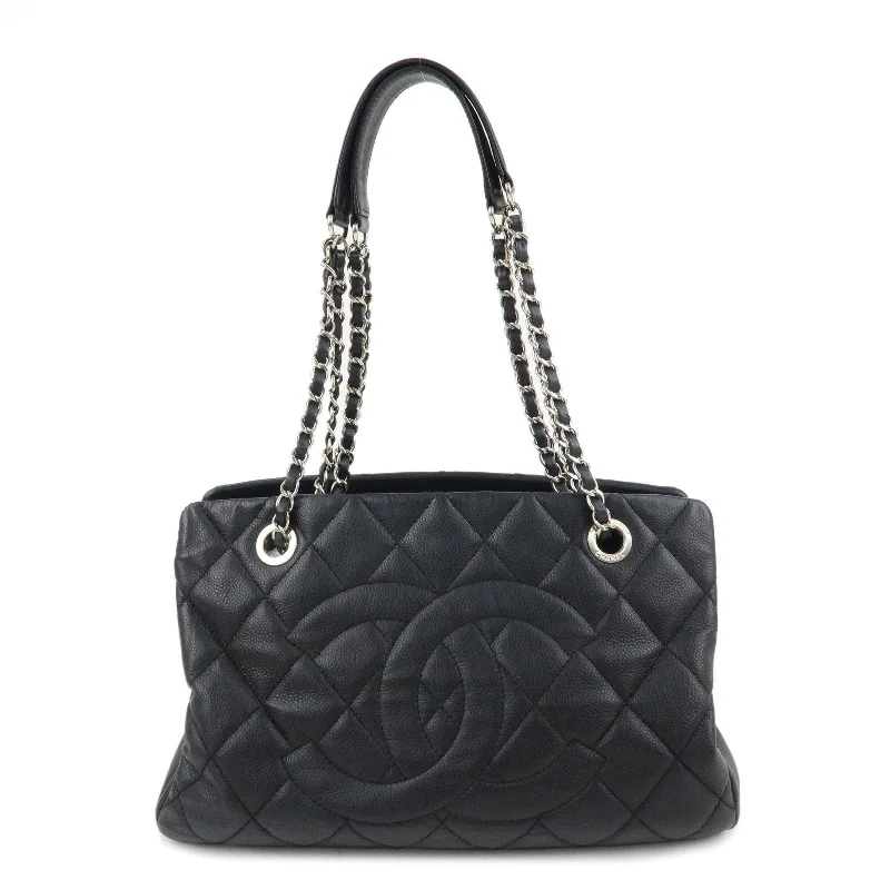 Chanel Vintage Inspired Handbag for Retro LoversCHANEL Matelasse Caviar Skin COCO Mark Chain Tote Bag Black