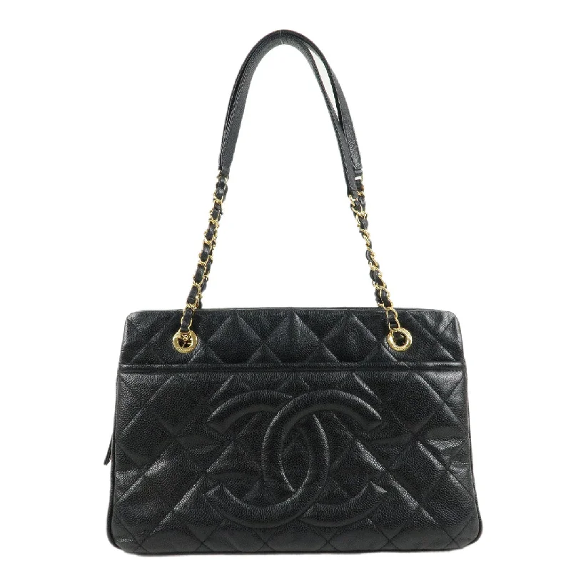 Chanel Classic Flap Bag for Evening PartyCHANEL Matelasse Caviar Skin COCOMark Chain Tote Bag Black