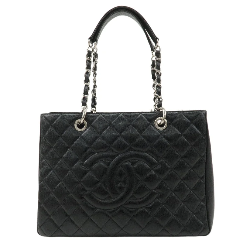 Chanel Medium Tote Bag for Office LadiesCHANEL Matelasse Caviar Skin GST Chain Tote Bag Black A50995