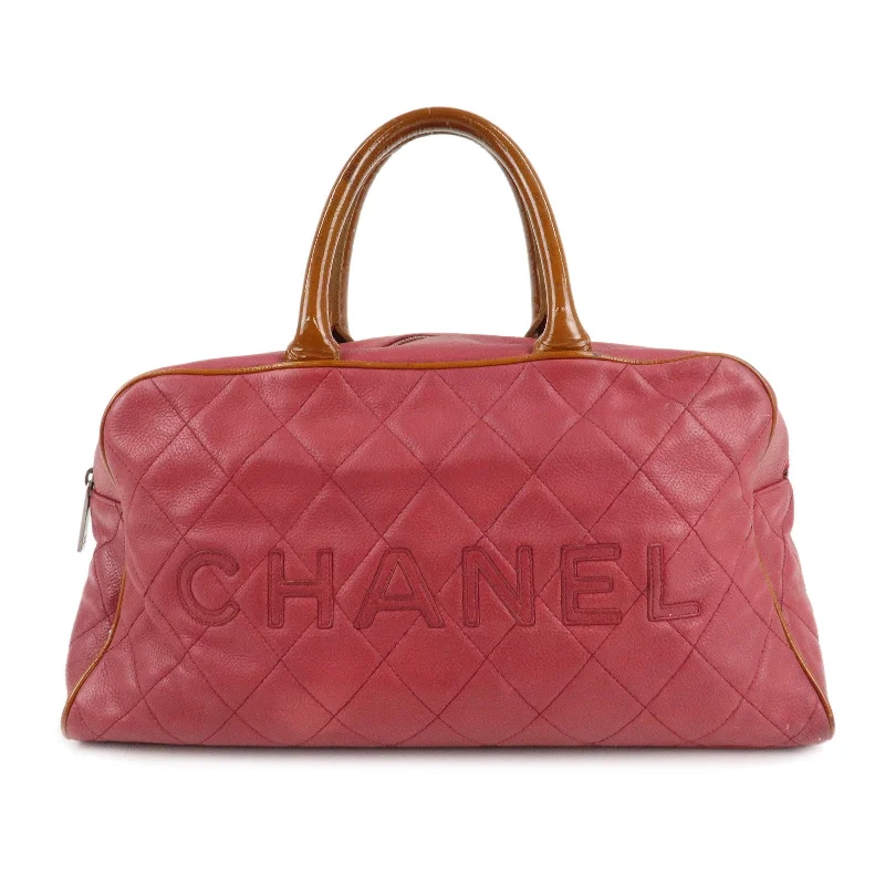 Chanel All - Match Handbag for Versatile StylingCHANEL Matelasse Caviar Skin Patent Boston Bag Hand Bag Red