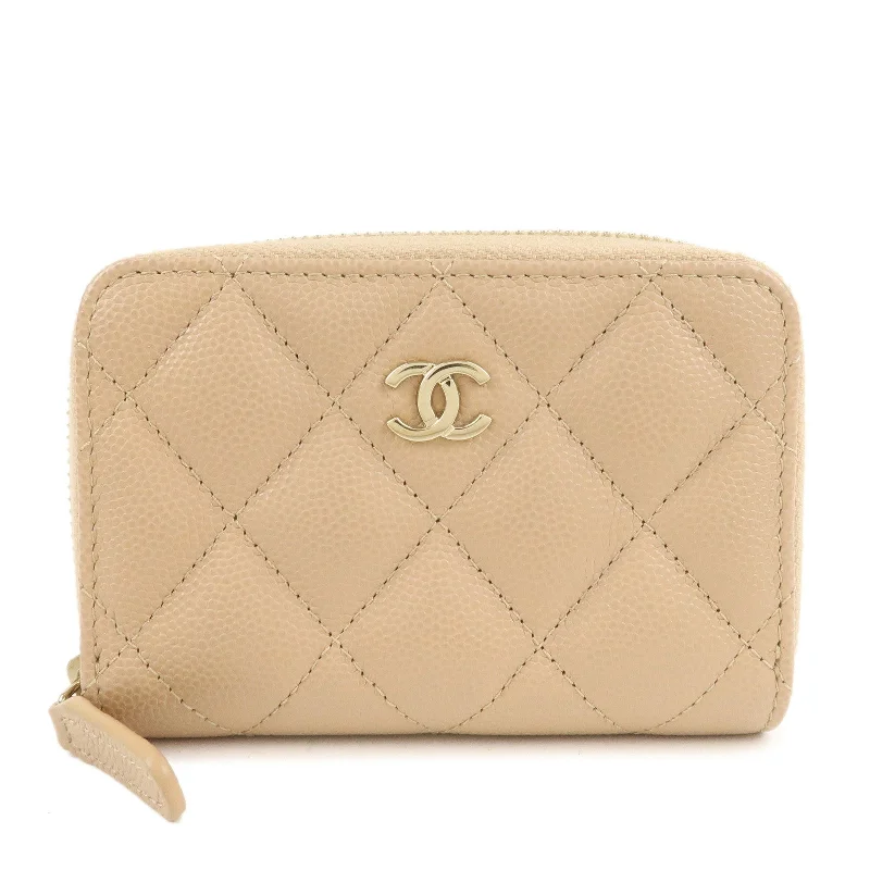 Chanel New Arrival Handbag with Gold HardwareCHANEL Matelasse Caviar Skin Round Zipper Coin Case Beige AP0216