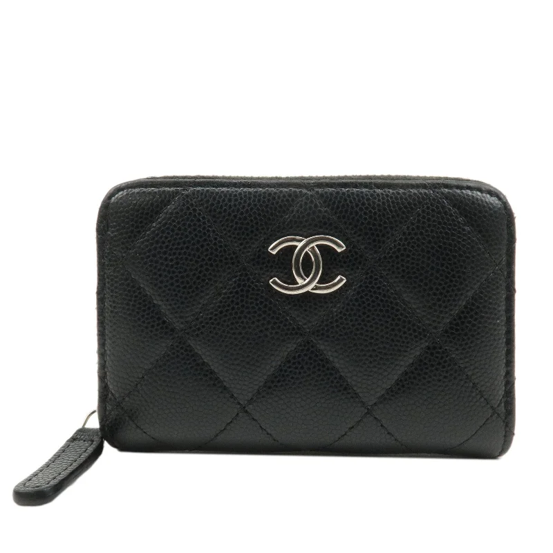 Chanel Lightweight Handbag for Daily ErrandsCHANEL Matelasse Caviar Skin Round Zipper Coin Case Black A69271