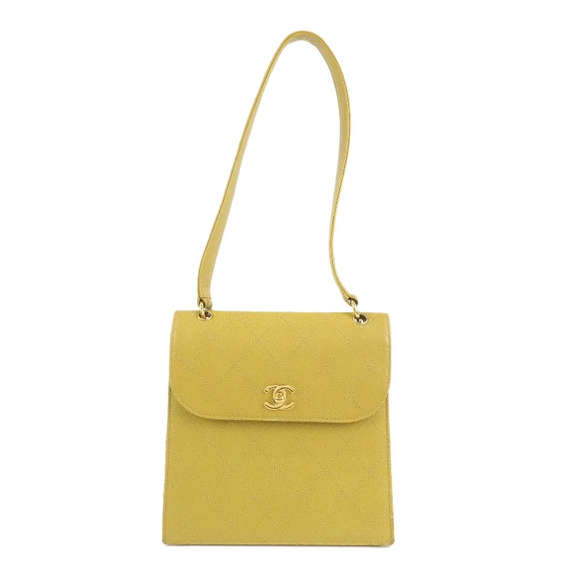 Chanel Small Crossbody Bag for TravelCHANEL Matelasse Caviar Skin Shoulder Bag Yellow