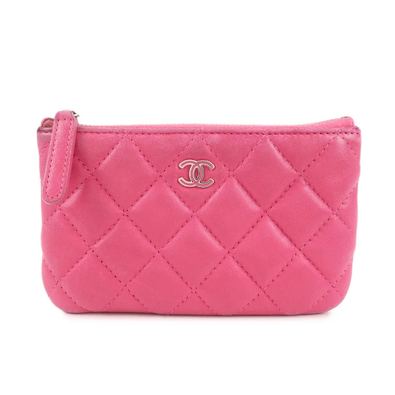 Chanel Limited Edition Handbag for CollectorsCHANEL Matelasse Lamb Skin Coco Mark Pouch Pink AP4020