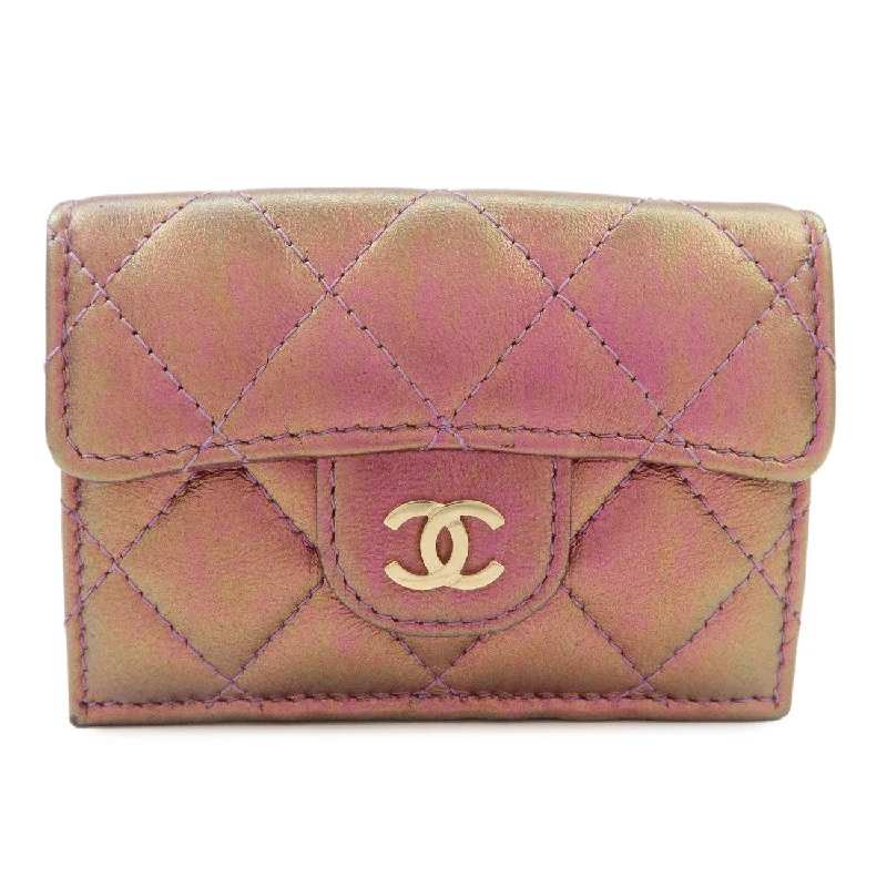 Chanel New Arrival Handbag with Gold HardwareCHANEL Matelasse Lamb Skin Tri-Fold Wallet Gradation Purple A84401