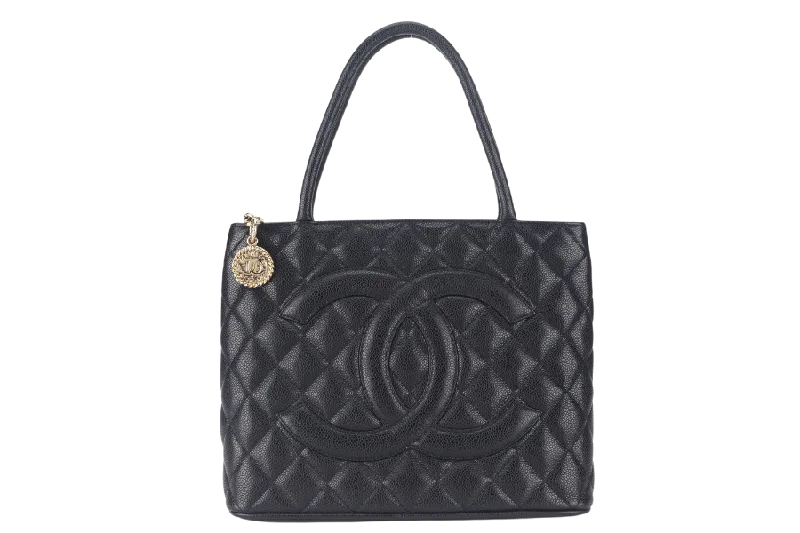 Chanel Black Handbag for Business MeetingsCHANEL MEDALLION TOTE (1363xxxx) BLACK CAVIAR GOLD HARDWARE WITH CARD AND DUST COVER