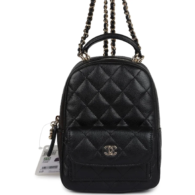 Chanel All - Match Handbag for Versatile StylingChanel Mini Phone Holder Backpack with Chain Black Caviar Light Gold Hardware